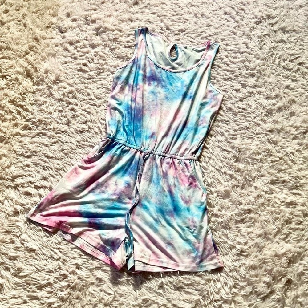Pride Trans Rights Ally LGBTQ Community Tie Dye Romper Womens S Kidcore Pastel